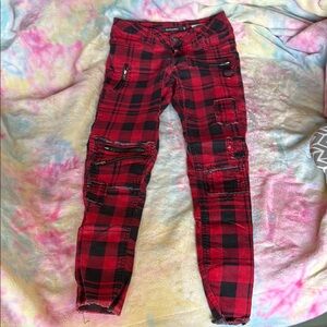 Blackheart Super skinny Red and Black Plaid Jeans
